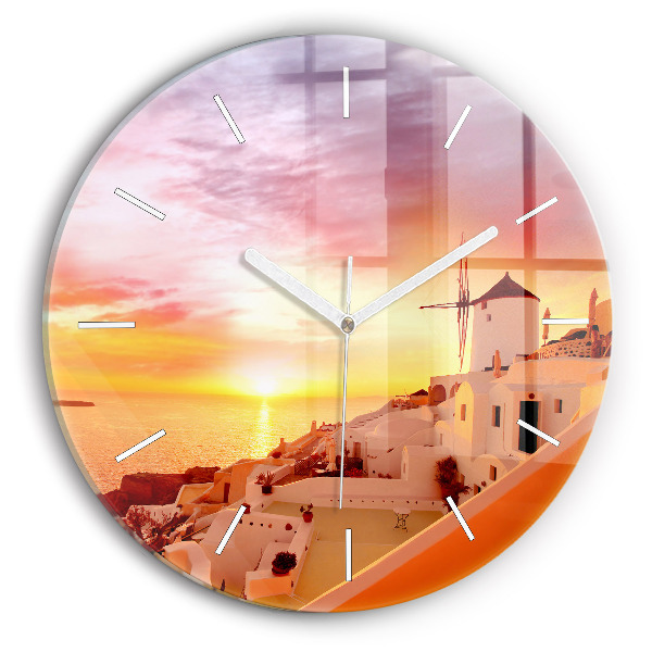 Reloj redondo pared Antiguo molino de viento en Santorini
