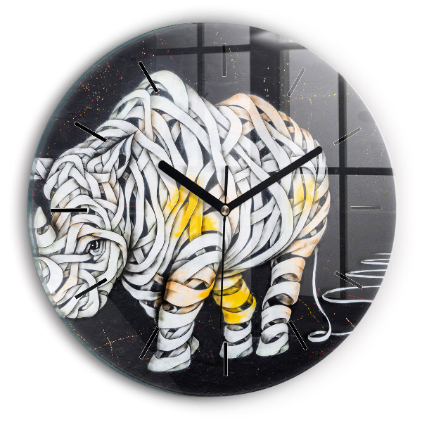 Reloj de cristal redondo Rinoceronte abstracto