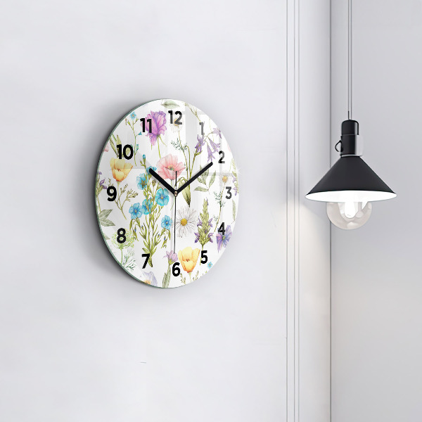 Reloj de cristal redondo Composición de flores