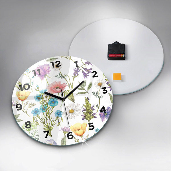 Reloj de cristal redondo Composición de flores