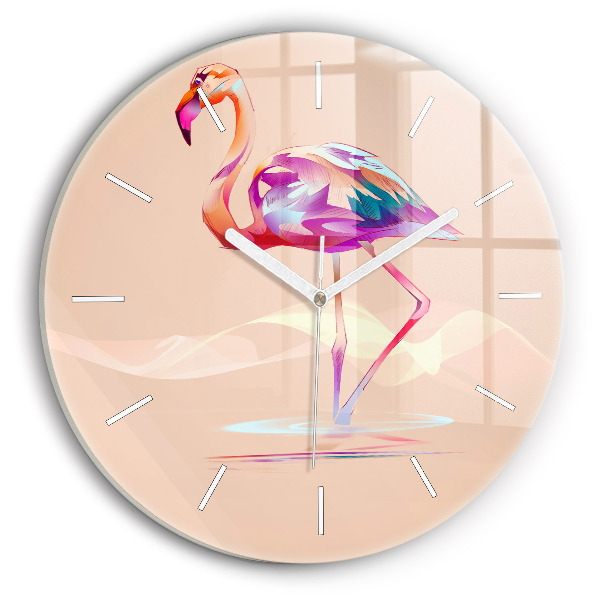 Reloj de cristal redondo Ilustración de un flamenco