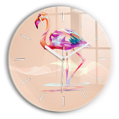 Reloj de cristal redondo Ilustración de un flamenco