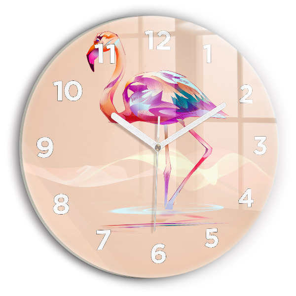 Reloj de cristal redondo Ilustración de un flamenco