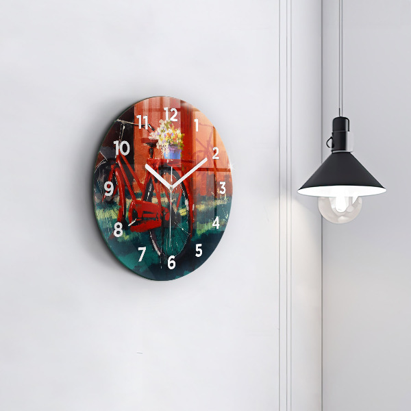 Reloj de pared redondo Bicicleta pintada