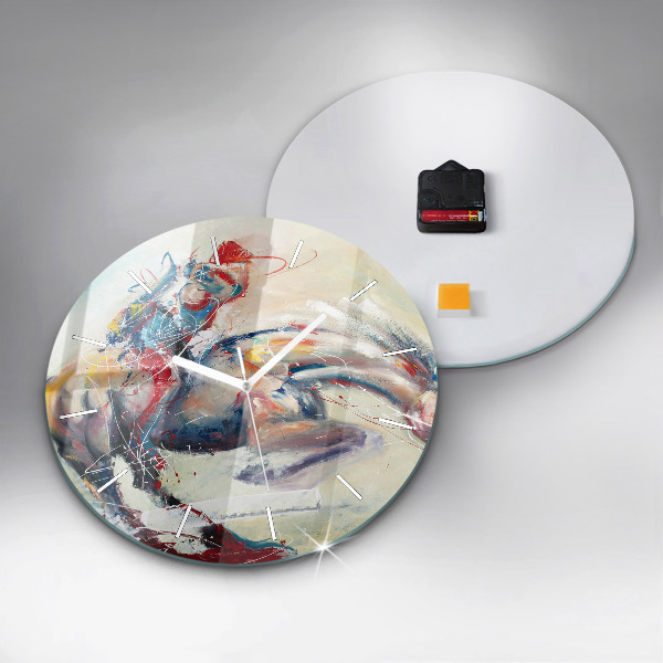 Reloj redondo pared Ilustración Caballos al galope