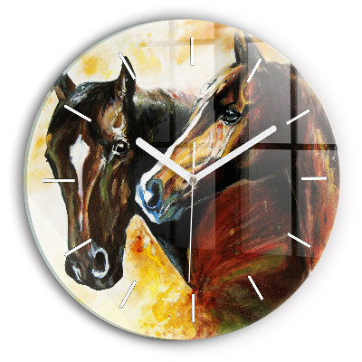 Reloj de pared redondo Dos caballos pintados