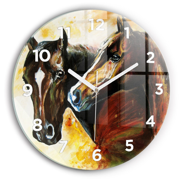 Reloj de pared redondo Dos caballos pintados