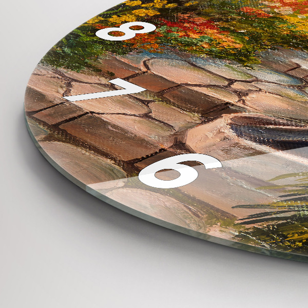 Reloj de pared redondo Composición al óleo en un bosque