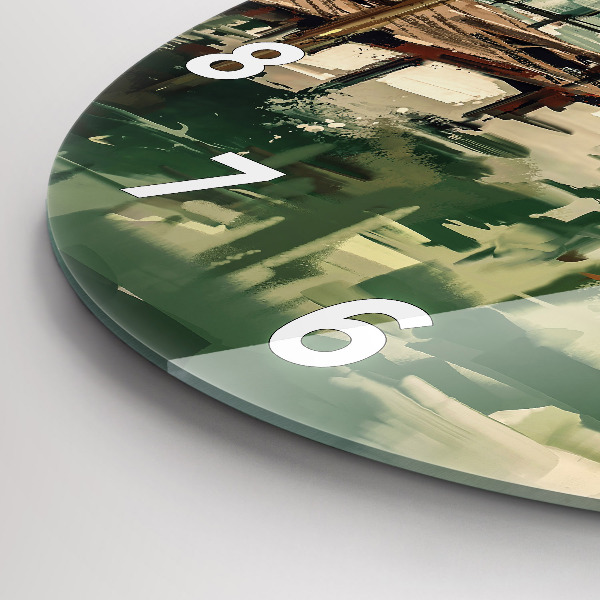 Reloj de cristal redondo Barcos de pesca en el puerto