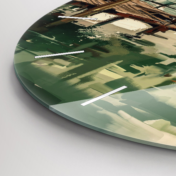 Reloj de cristal redondo Barcos de pesca en el puerto