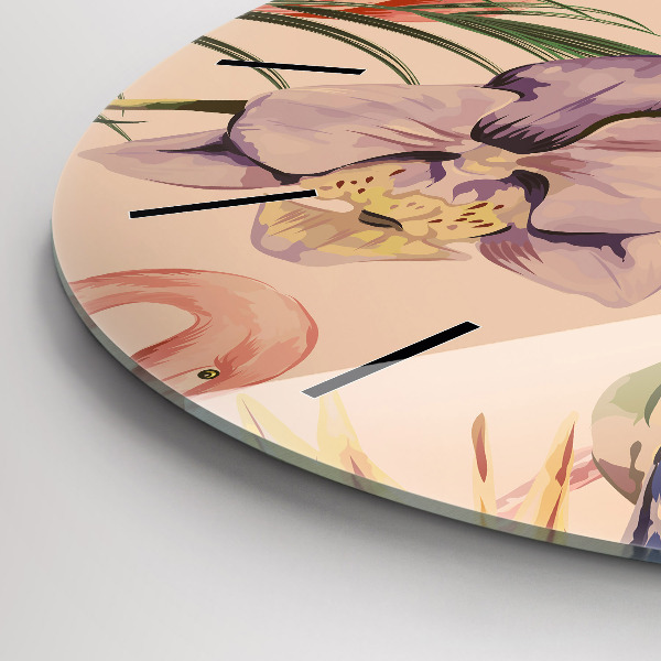 Reloj redondo pared Hojas de palmera tropical