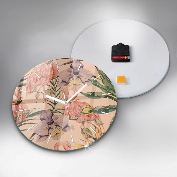 Reloj redondo pared Hojas de palmera tropical