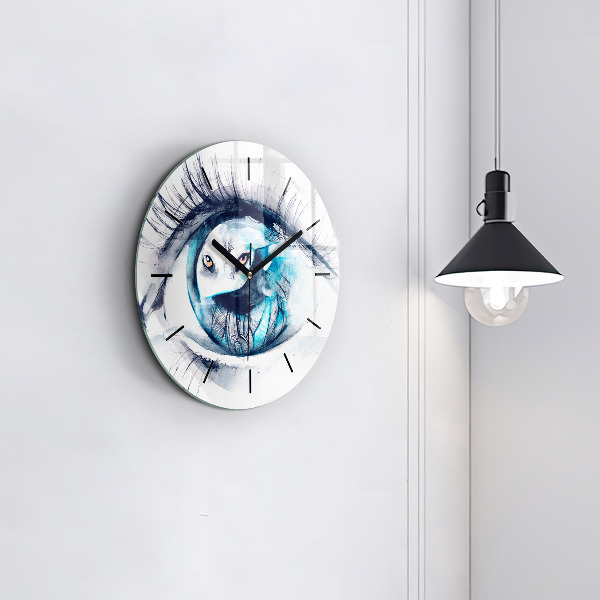 Reloj de pared redondo Ilustración de un lobo