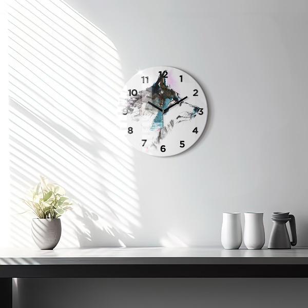 Reloj de pared redondo Perfil de un lobo pintado