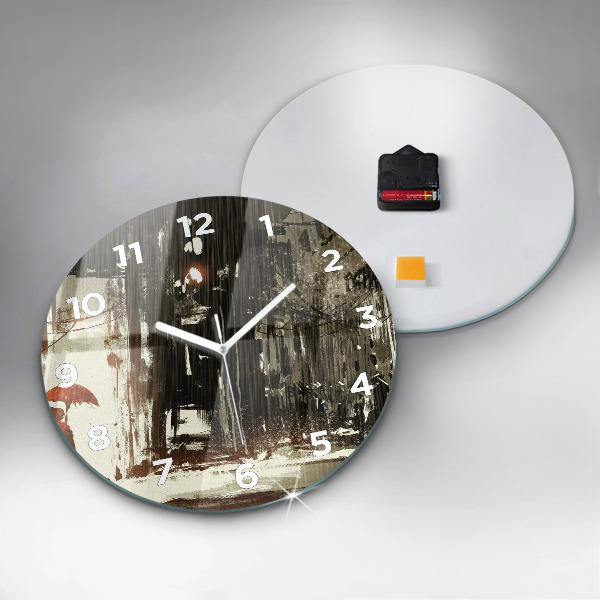 Reloj de cristal redondo Mujer en una noche lluviosa