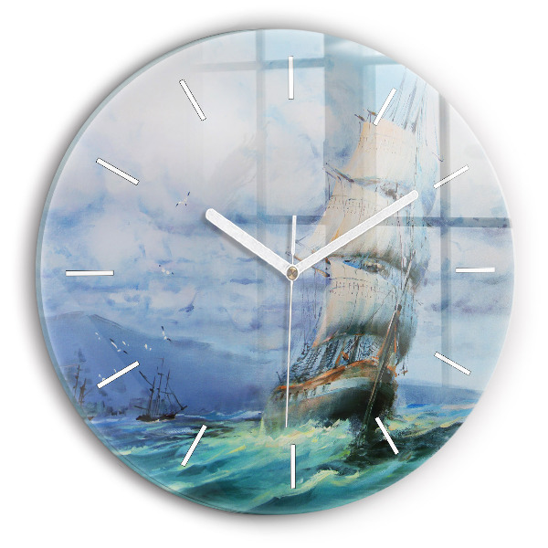Reloj de pared redondo Barco en el agua
