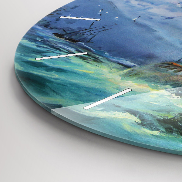 Reloj de pared redondo Barco en el agua