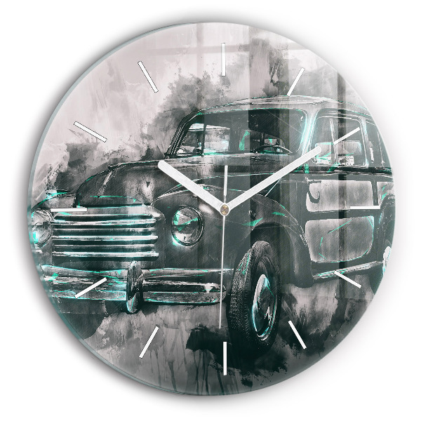 Reloj de cristal redondo Coche antiguo