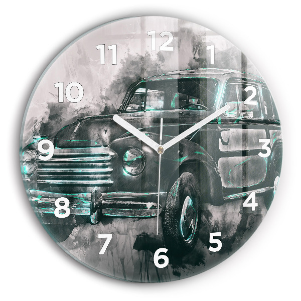 Reloj de cristal redondo Coche antiguo