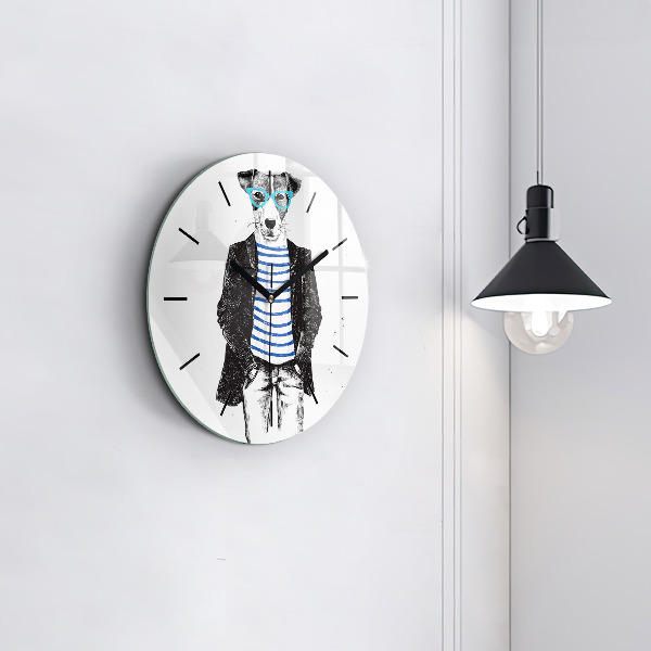 Reloj de pared redondo Perro en cuerpo humano