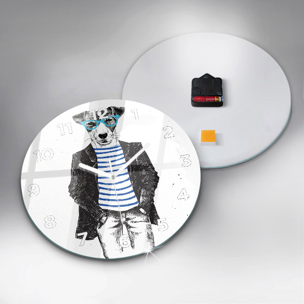 Reloj de pared redondo Perro en cuerpo humano