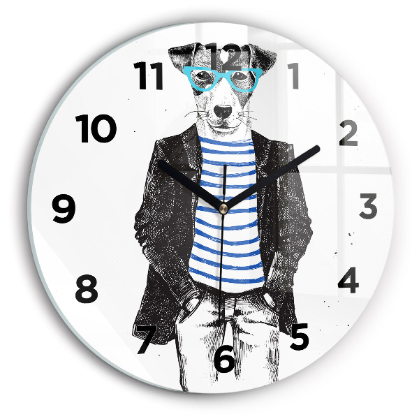 Reloj de pared redondo Perro en cuerpo humano