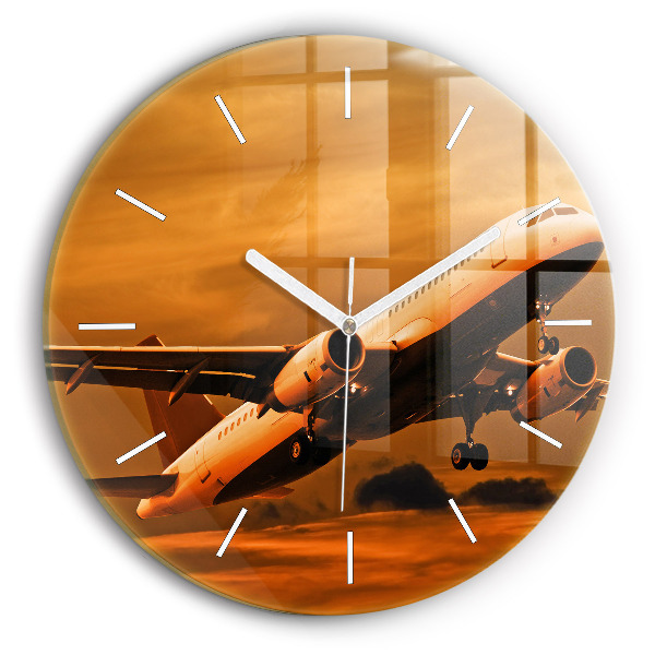 Reloj de cristal redondo Viaje en avión