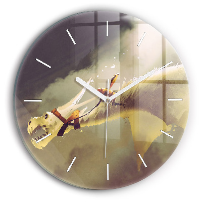 Reloj redondo pared Ilustración de un jinete de dragón