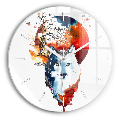 Reloj de pared redondo Hombre Lobo Luna Llena y Luna