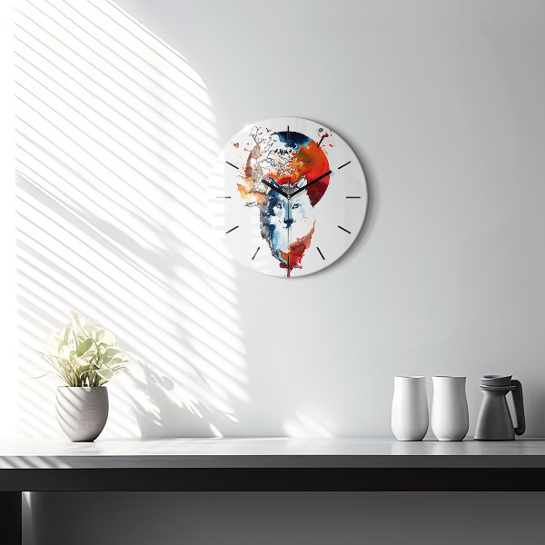 Reloj de pared redondo Hombre Lobo Luna Llena y Luna
