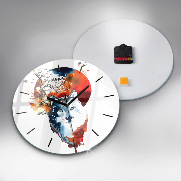 Reloj de pared redondo Hombre Lobo Luna Llena y Luna