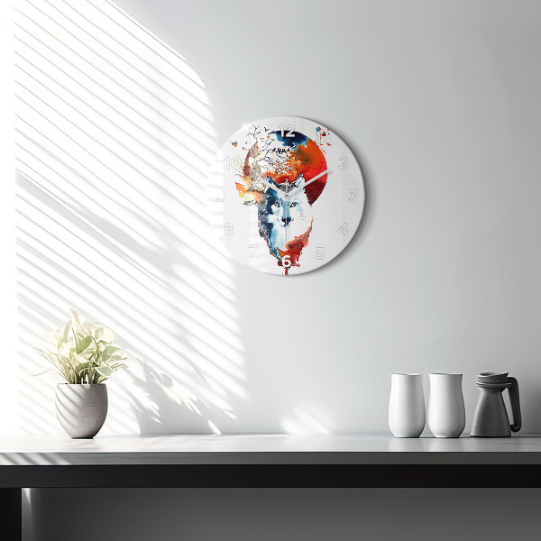 Reloj de pared redondo Hombre Lobo Luna Llena y Luna