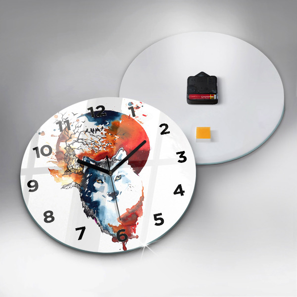 Reloj de pared redondo Hombre Lobo Luna Llena y Luna