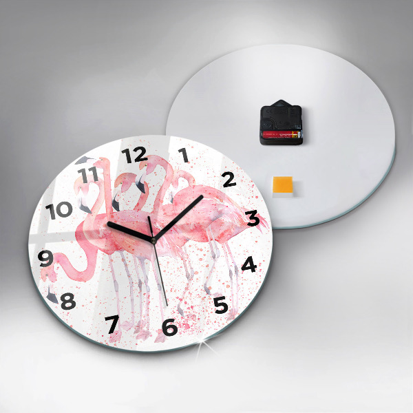 Reloj de cristal redondo Grupo de flamencos
