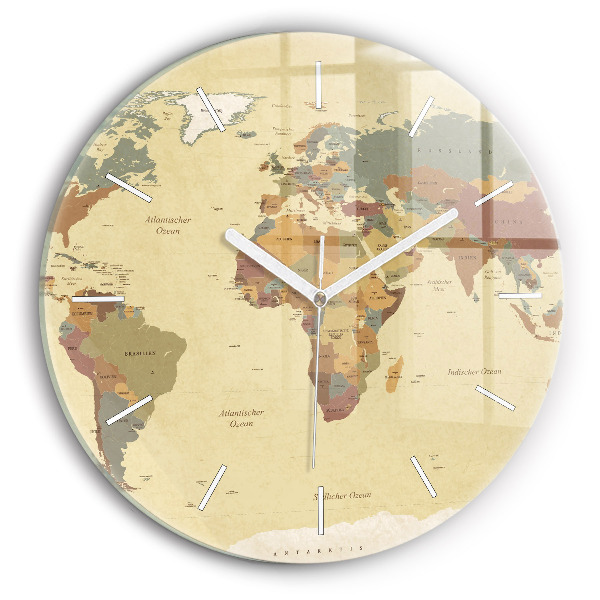 Reloj de pared redondo Mapamundi estilo vintage