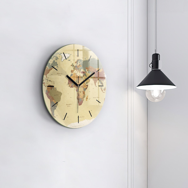 Reloj de pared redondo Mapamundi estilo vintage