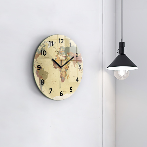 Reloj de pared redondo Mapamundi estilo vintage