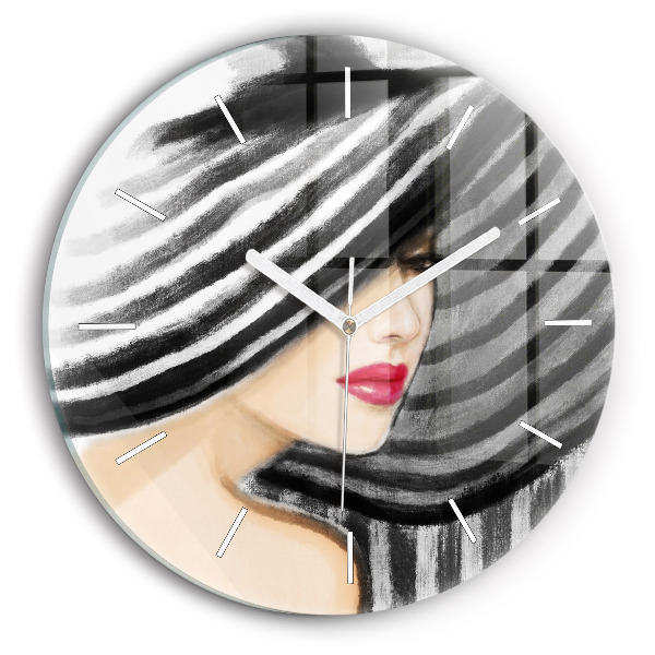 Reloj redondo pared Mujer en blanco y negro