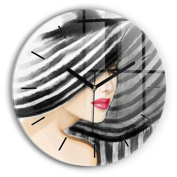 Reloj redondo pared Mujer en blanco y negro