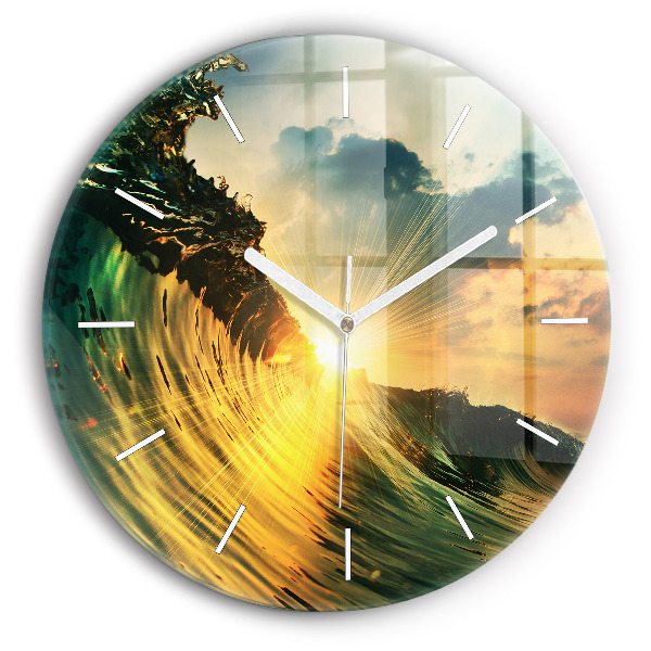 Reloj redondo pared Ola perspectiva Puesta de sol