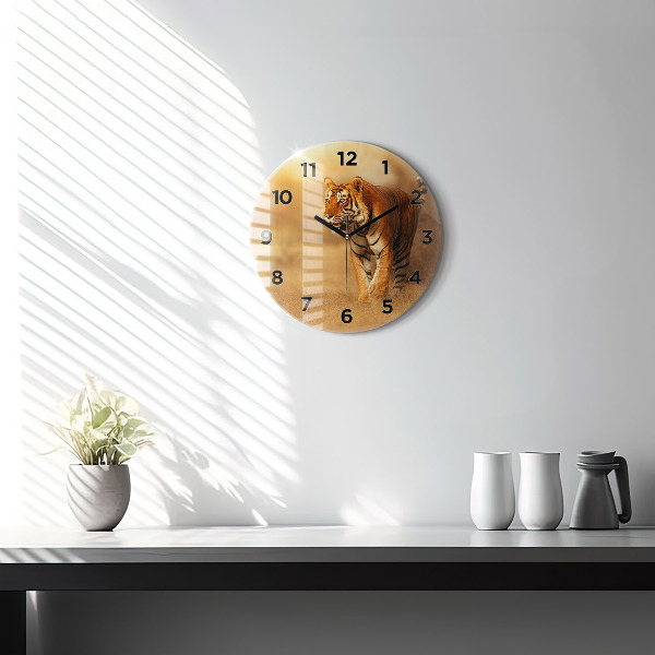 Reloj de cristal redondo Tigre de caza