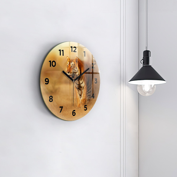 Reloj de cristal redondo Tigre de caza