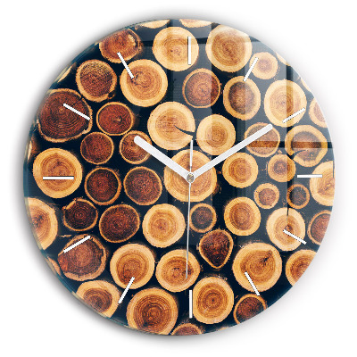 Reloj de cristal redondo Madera