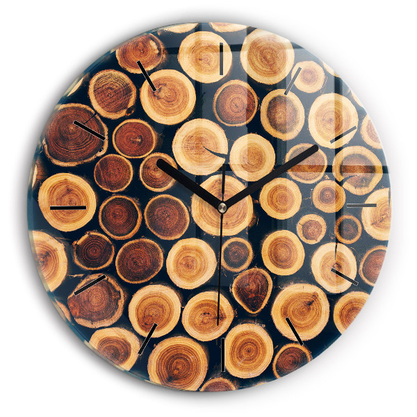Reloj de cristal redondo Madera