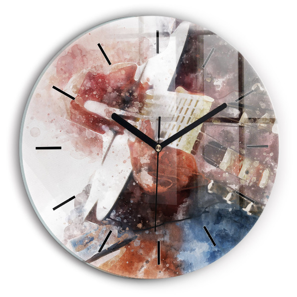Reloj de pared redondo Visualización de guitarra