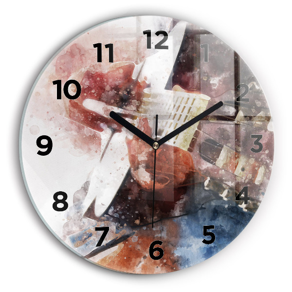 Reloj de pared redondo Visualización de guitarra
