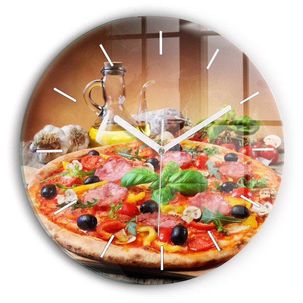 Reloj de cristal redondo Corazón culinario de Italia