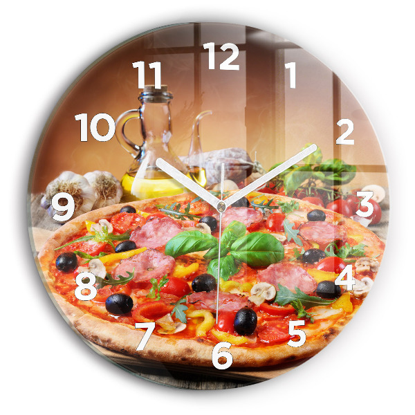 Reloj de cristal redondo Corazón culinario de Italia