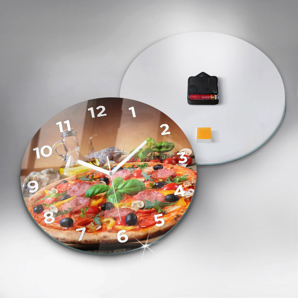 Reloj de cristal redondo Corazón culinario de Italia