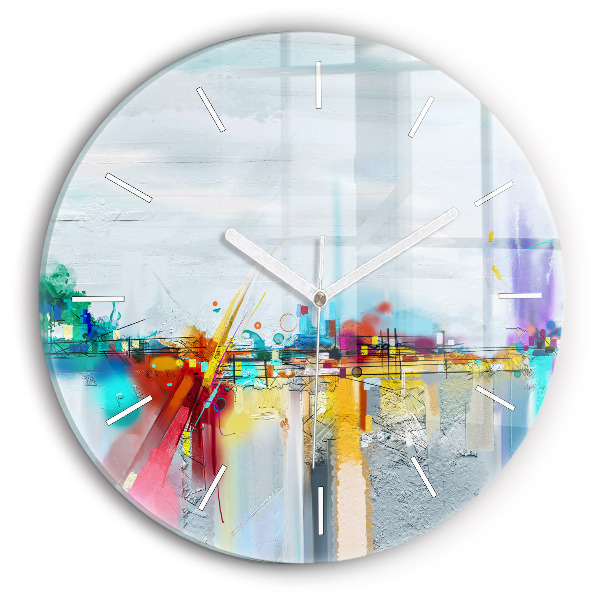 Reloj de cristal redondo Paisaje abstracto al óleo